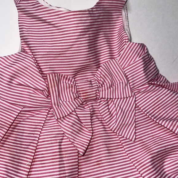 JANIE AND JACK GIRLS PINK & WHITE STRIPED FULLY LINED DRESS SZ 6-12 Months - Picture 4 of 5